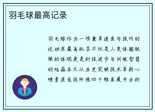 羽毛球最高记录