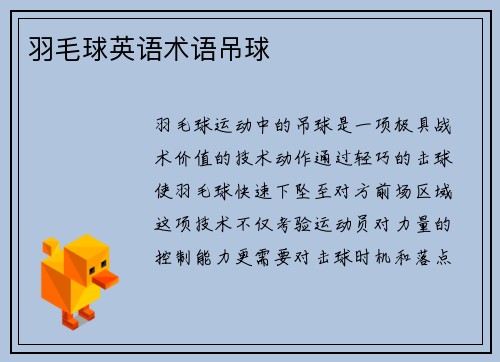 羽毛球英语术语吊球